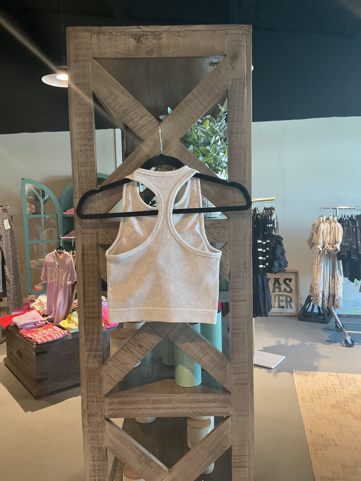 ZN58 Lt. Grey Ribbed Racerback Bralette Tank