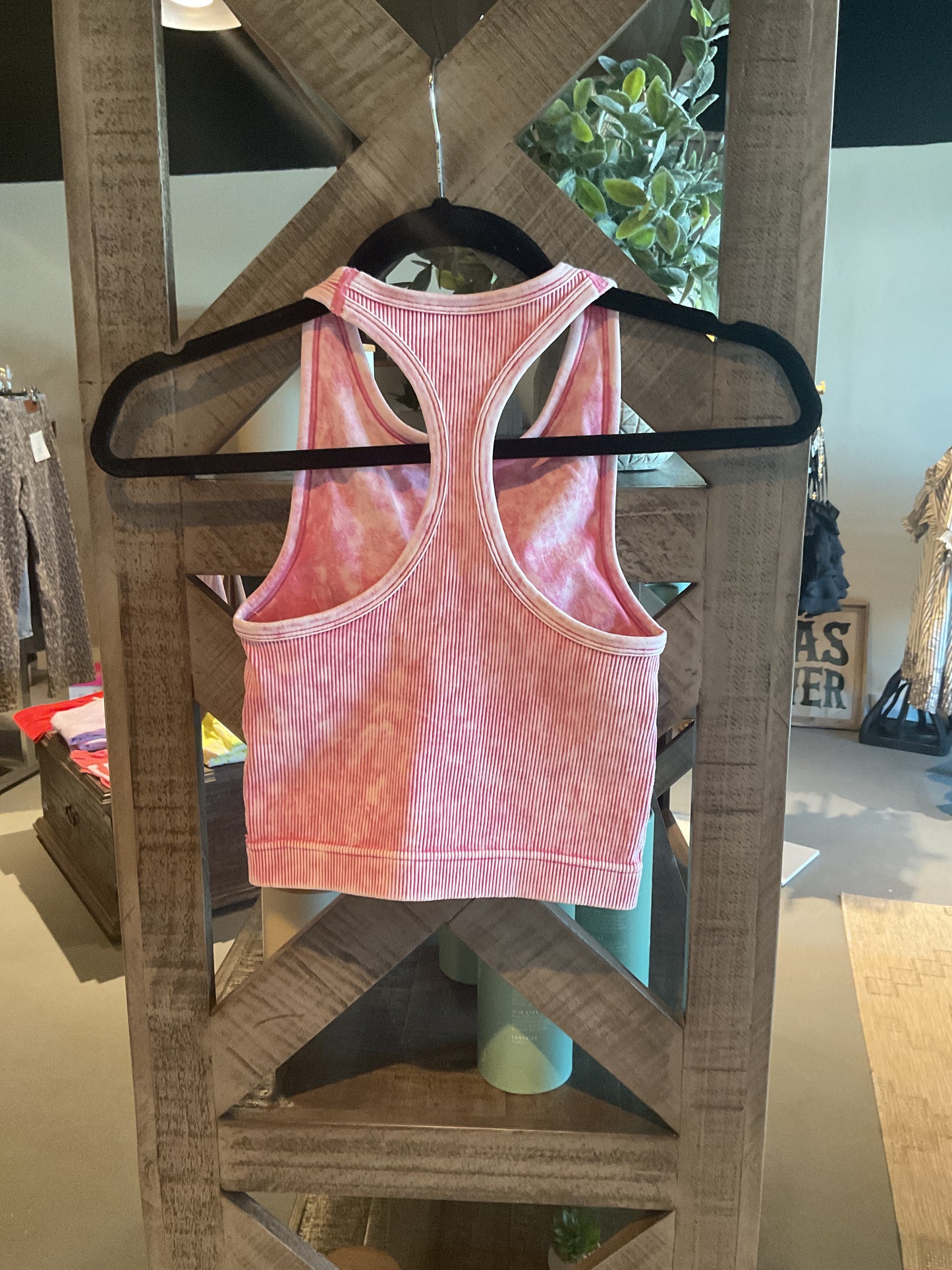 ZN53 Ash Pink Ribbed Racerback Bralette Tank