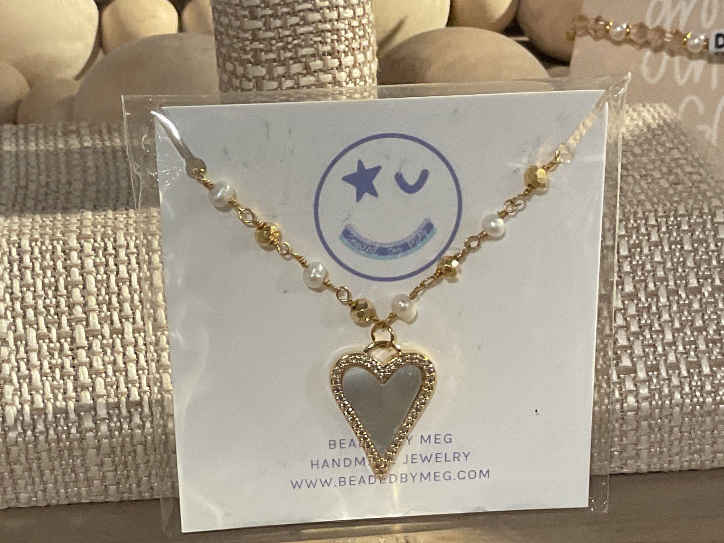 BM03 Heart Pyrite Rosary Chain Necklace