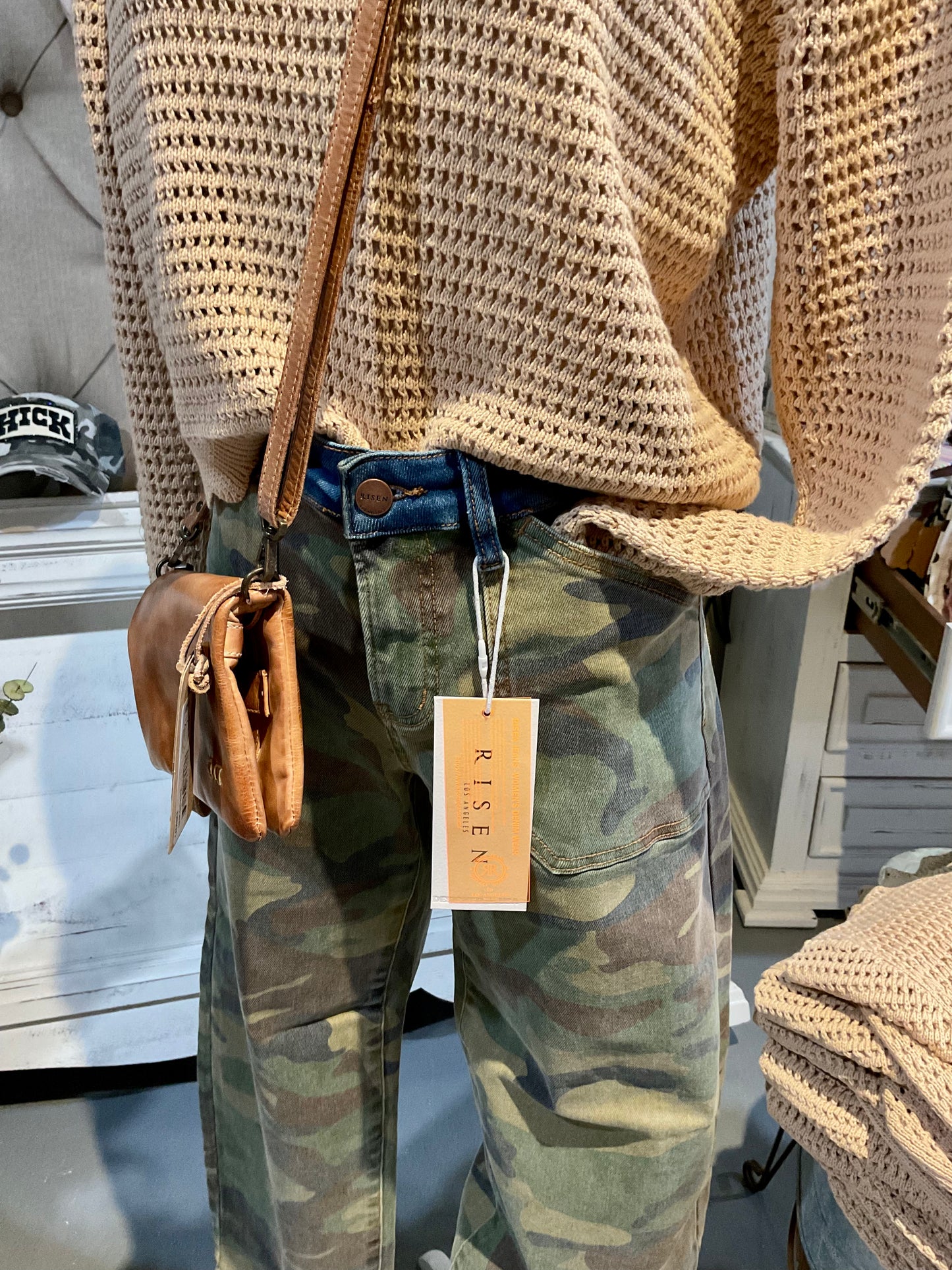 Camo Slouchy Cropped Barrel Jeans
