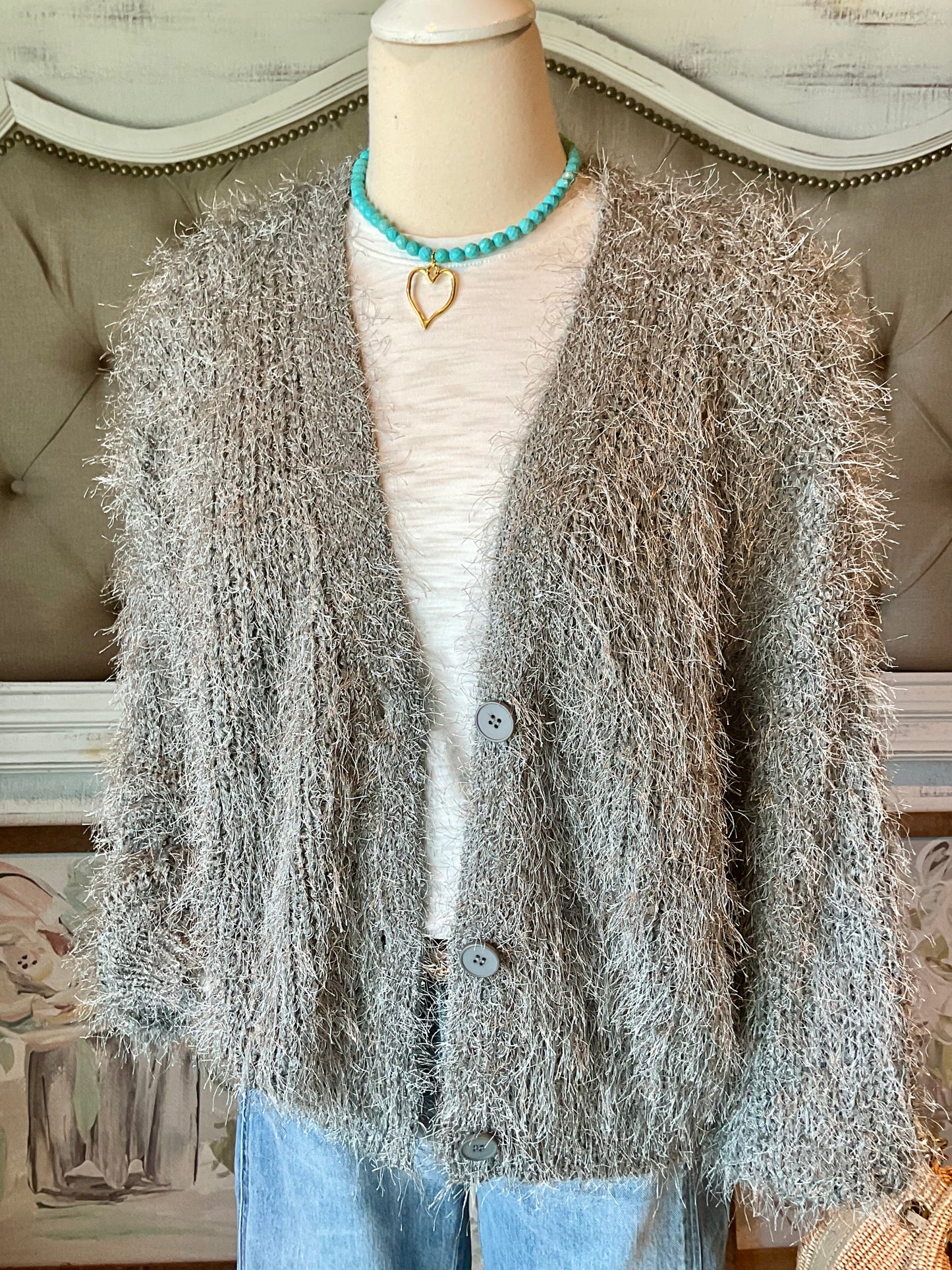 Turquoise 8mm Gemstone with Gold Heart