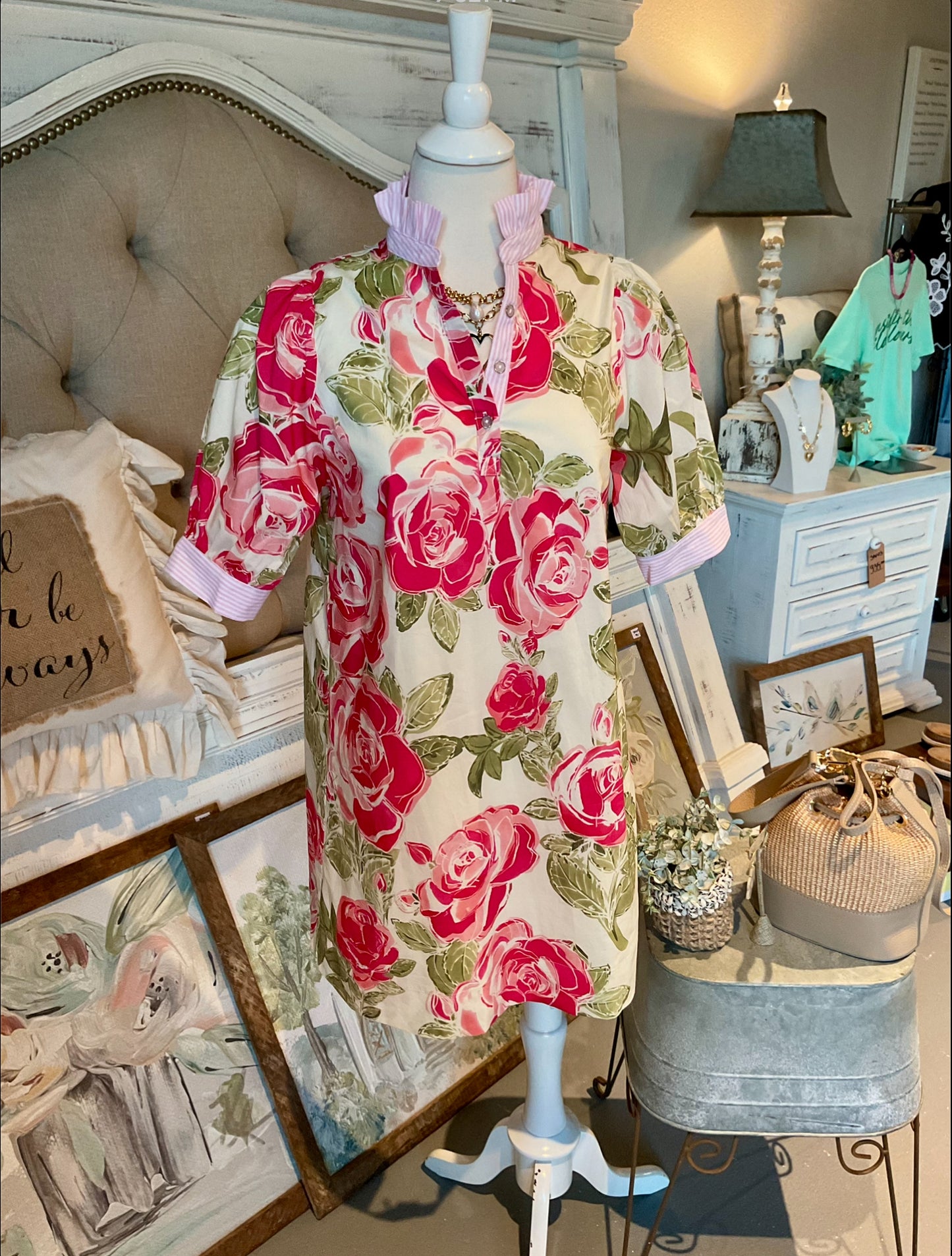 UM21 Pink Mix Floral Dress