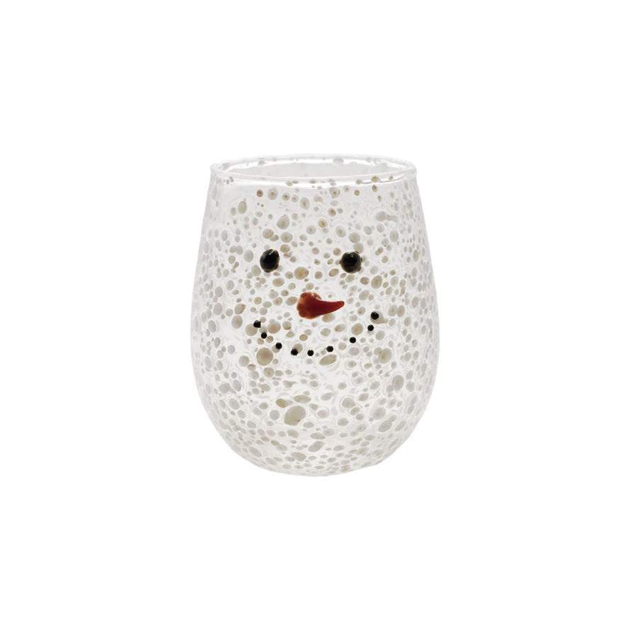 Frosted Snow Man Wine Tumbler