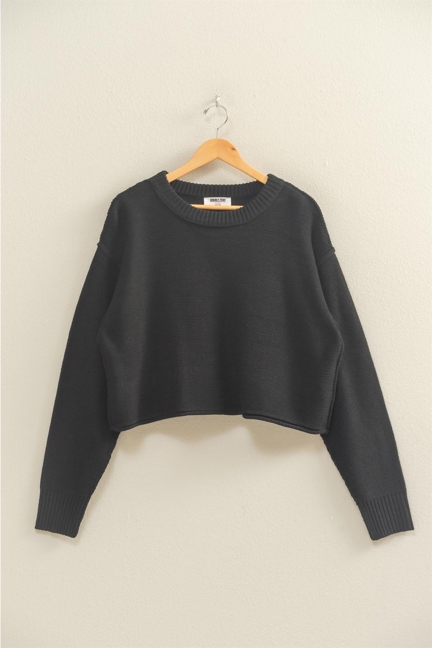Cropped Oversized Sweater in Black