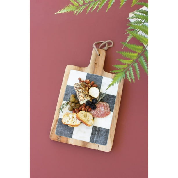 Black & White Marble with Acacia Wood Cheese Board