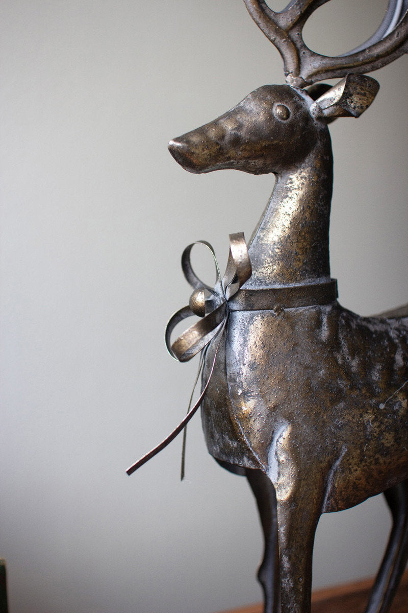 Set of Two Rustic Metal Reindeer