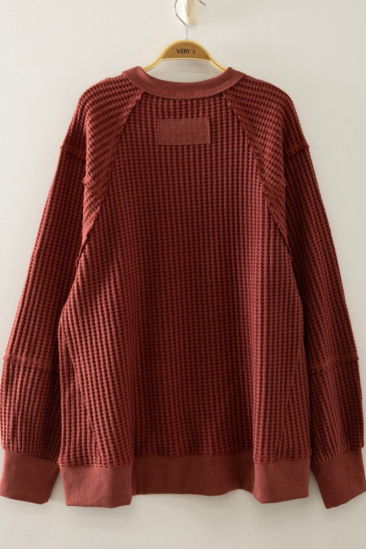 Burgundy Waffle Knit Top