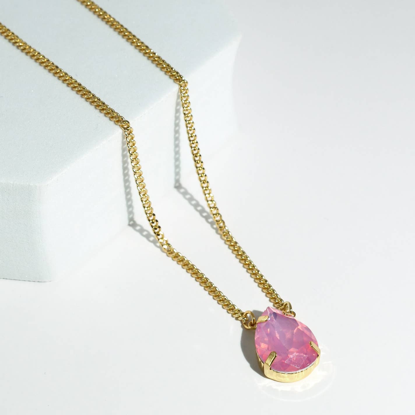 Pink Stone Drop Necklace