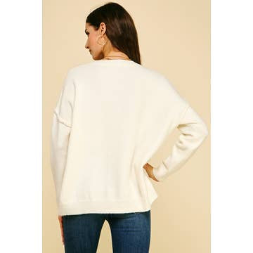 PN01 Winter White Soft Yarn Knit Sweater