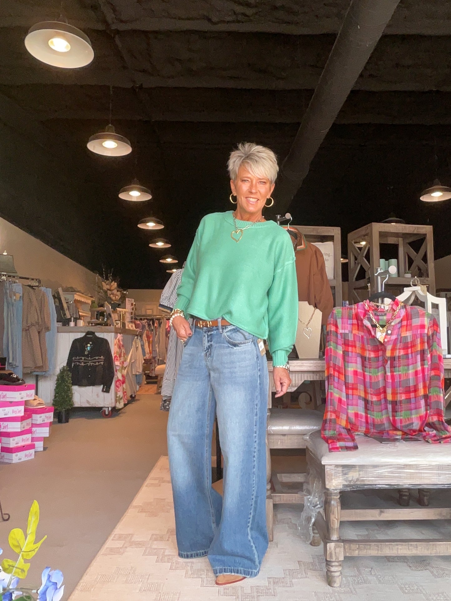 Cropped Oversized Sweater in Emerald