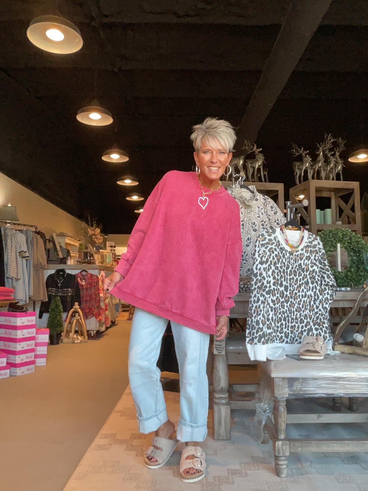 Distressed Red Oversized Sweatshirt