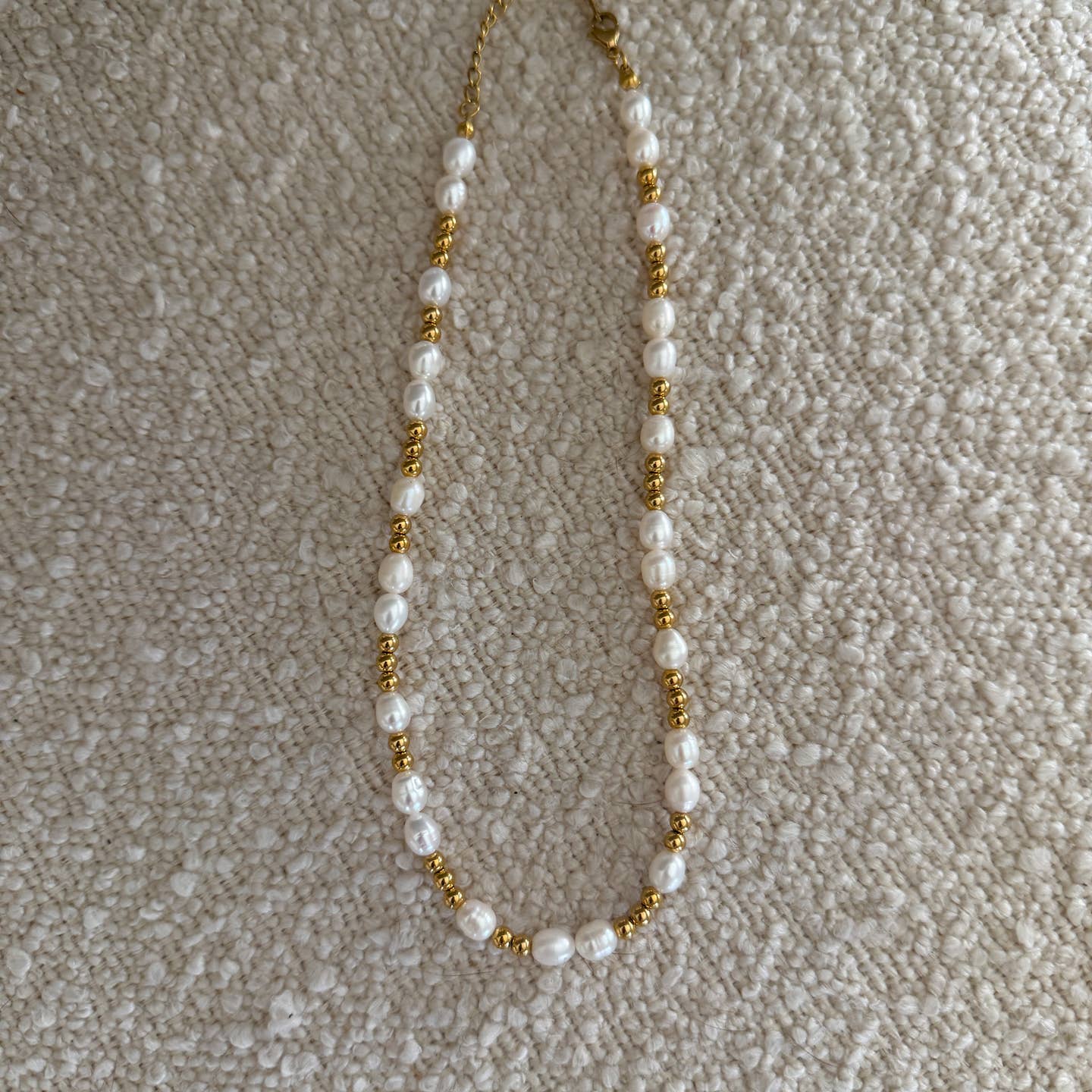 Allison Gold Ball and Pearl Necklace