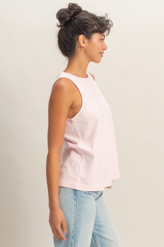 Mineral Washed Tank Top in Soft Pink