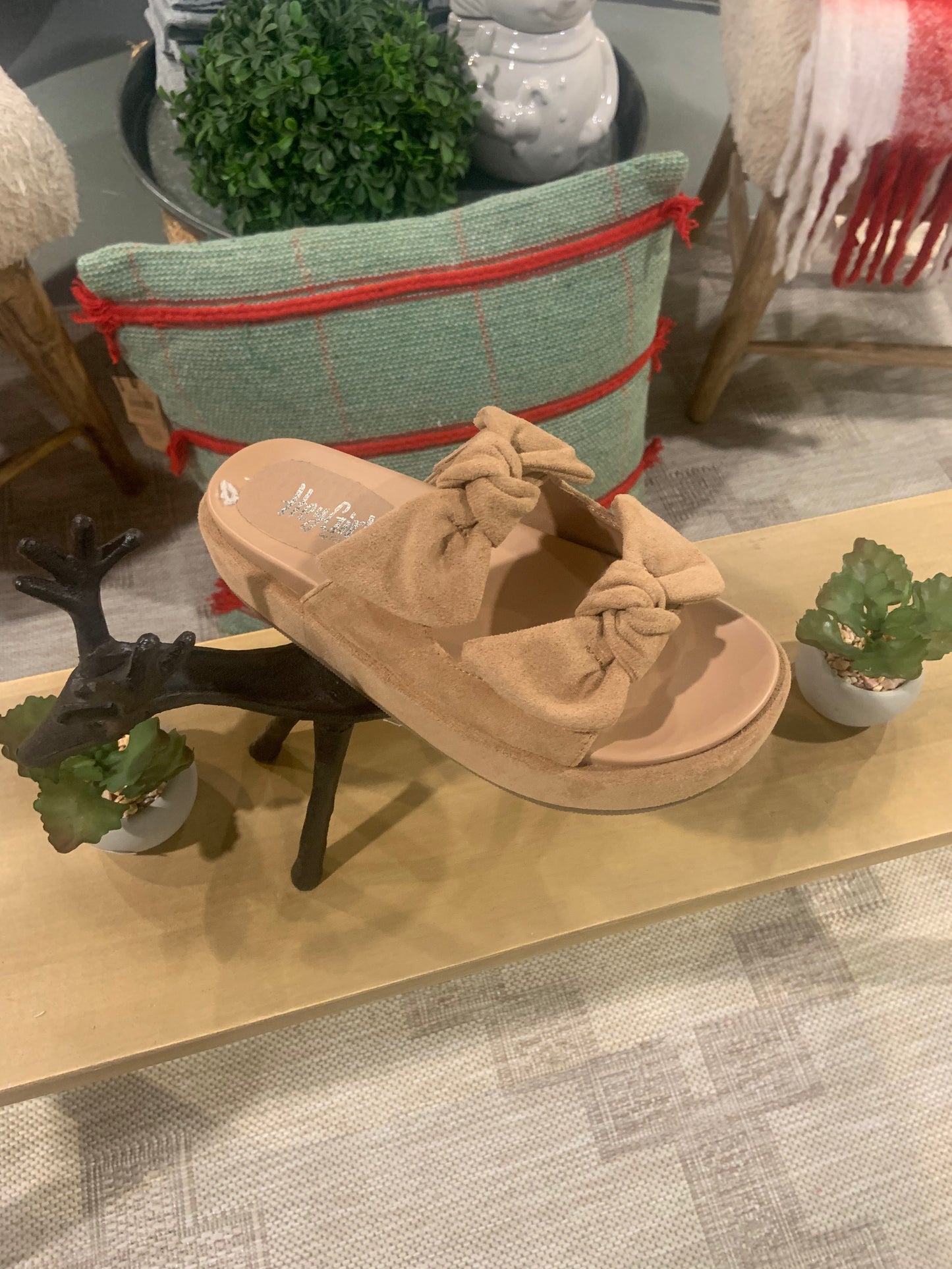 Lil Bit Knotty Hey Girl by Corkys Camel Faux Suede Platform Sandal