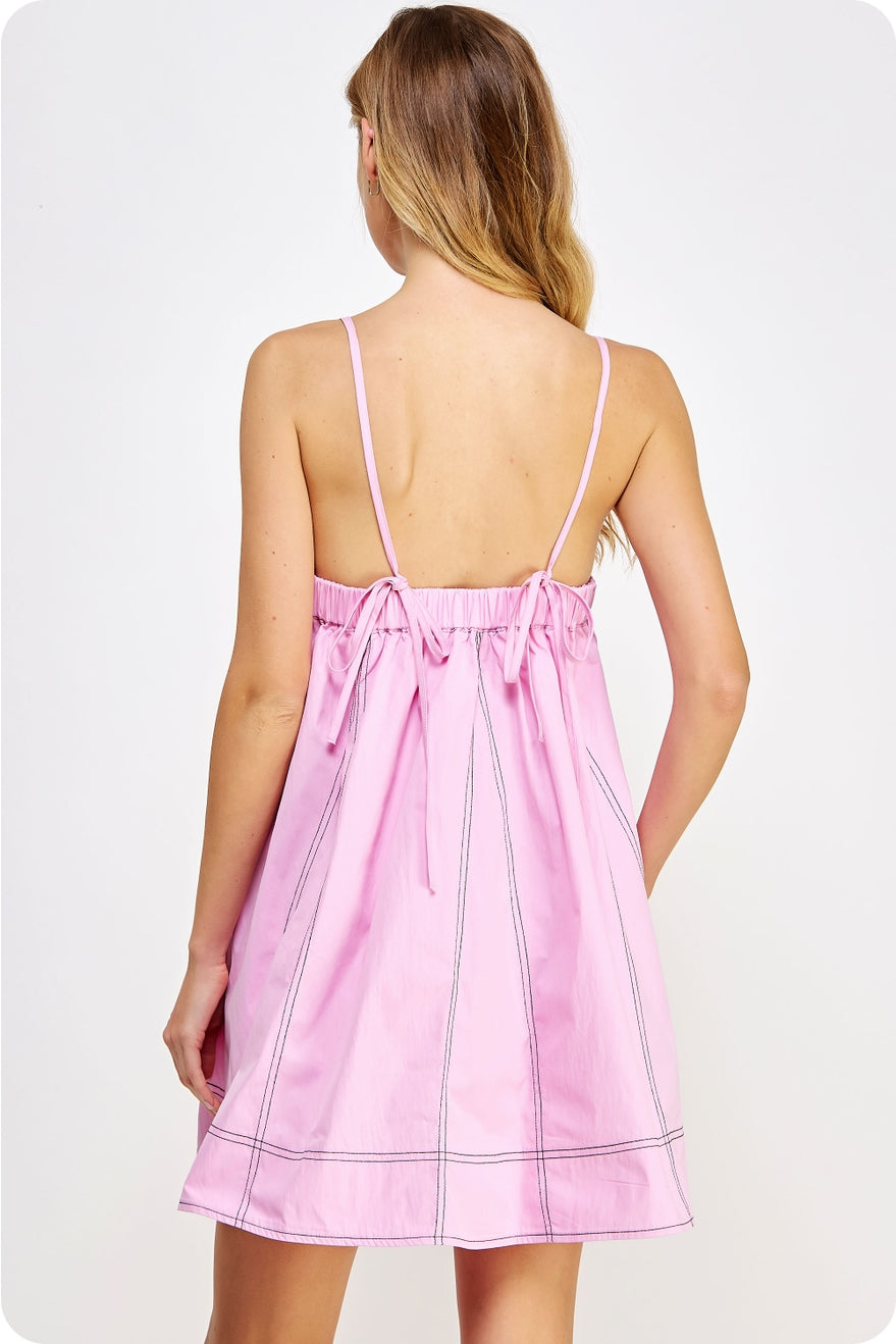 Contrast Top Stitch Mini Dress