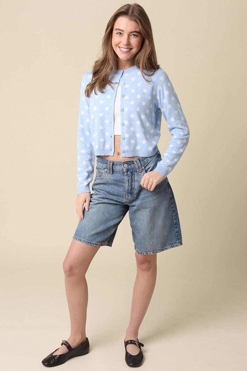 Callie Polka Dot Cropped Cardigan