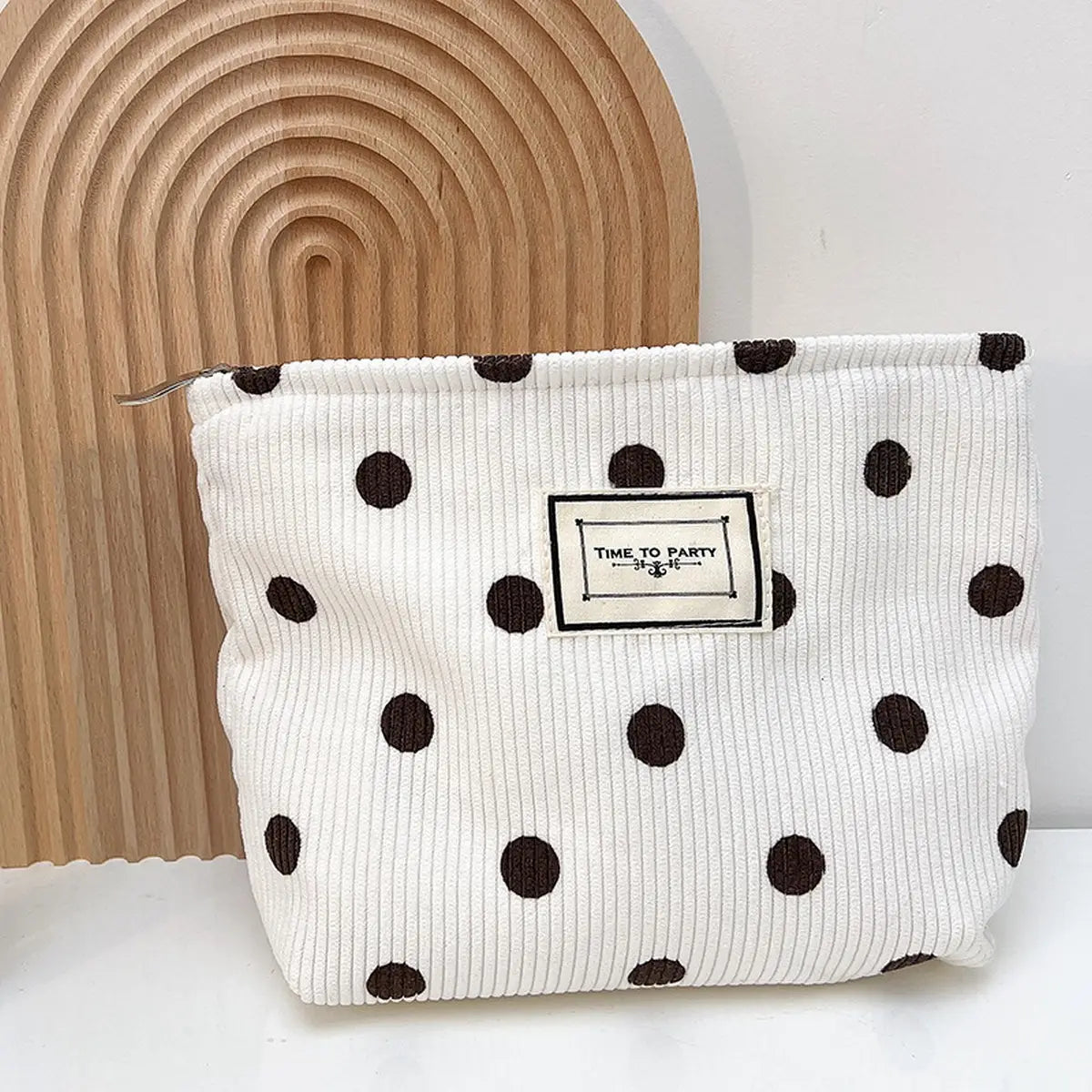 Corduroy Polka Dot Makeup Bag