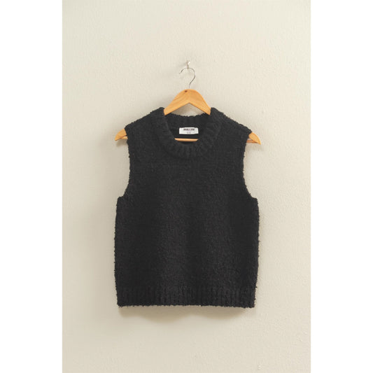 Black Sleeveless Sweater Vest