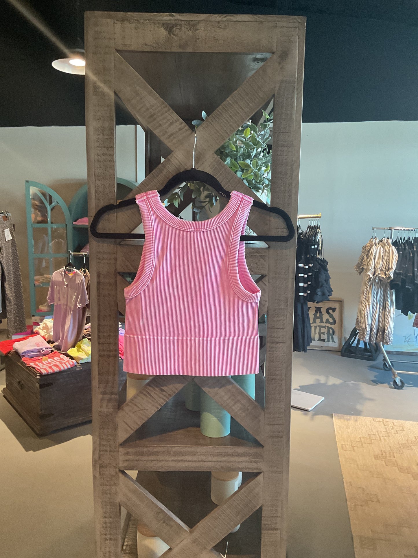 ZN62 Candy Pink Ribbed Racerback Tank