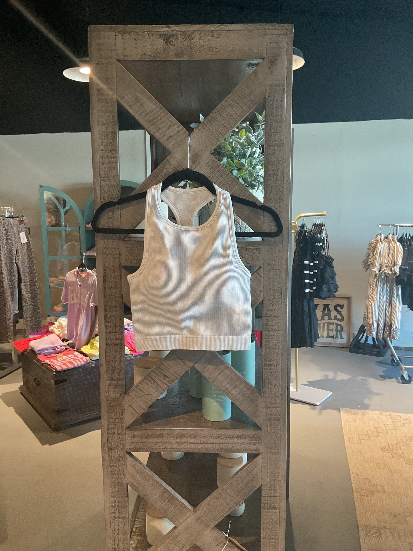 ZN58 Lt. Grey Ribbed Racerback Bralette Tank