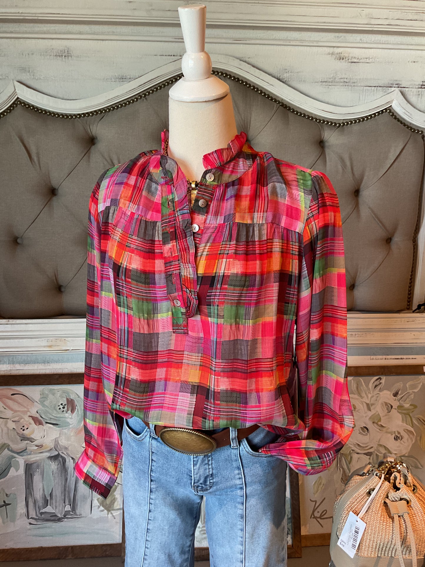 Multi Ruffle Half Placket Blouse