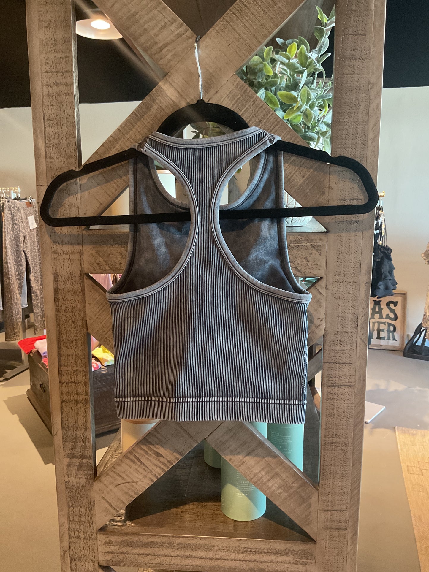 ZN55 Ash Black Ribbed Racerback Bralette Tank