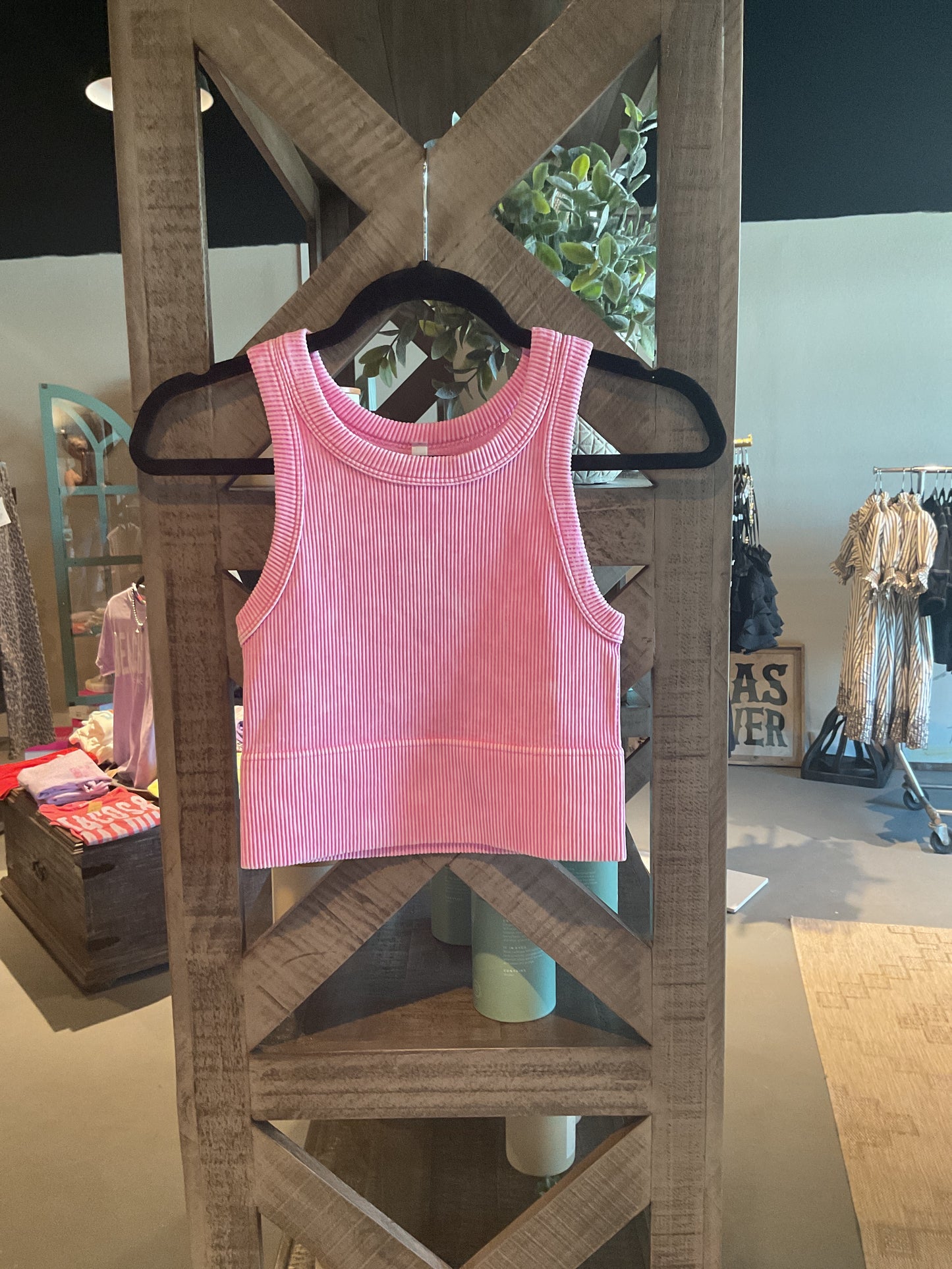 ZN62 Candy Pink Ribbed Racerback Tank