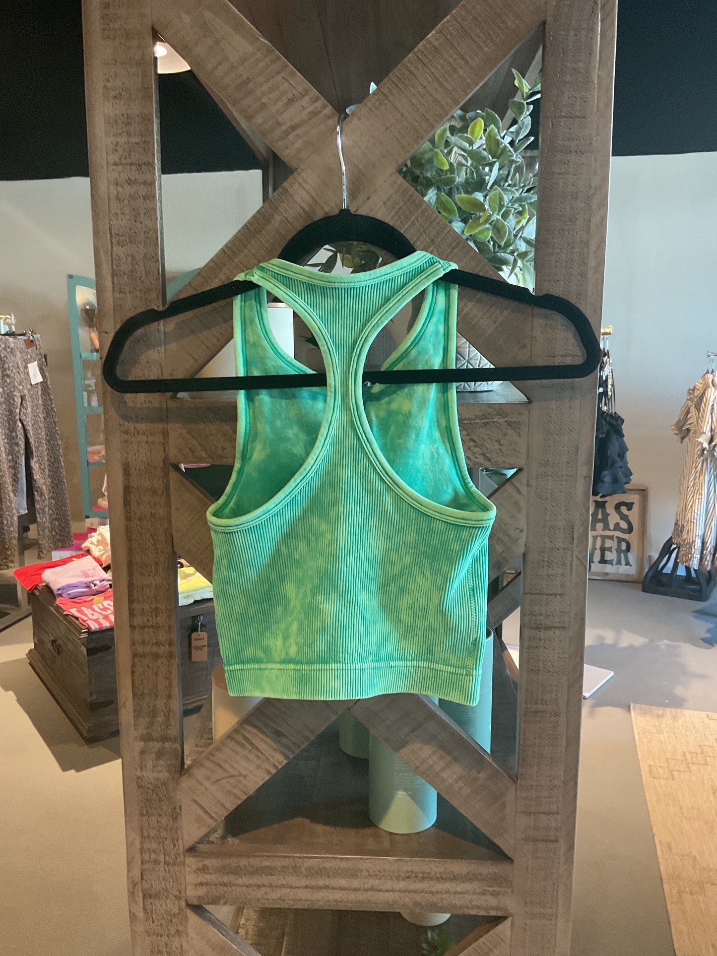 ZN56 Kelly Green Ribbed Racerback Bralette Tank