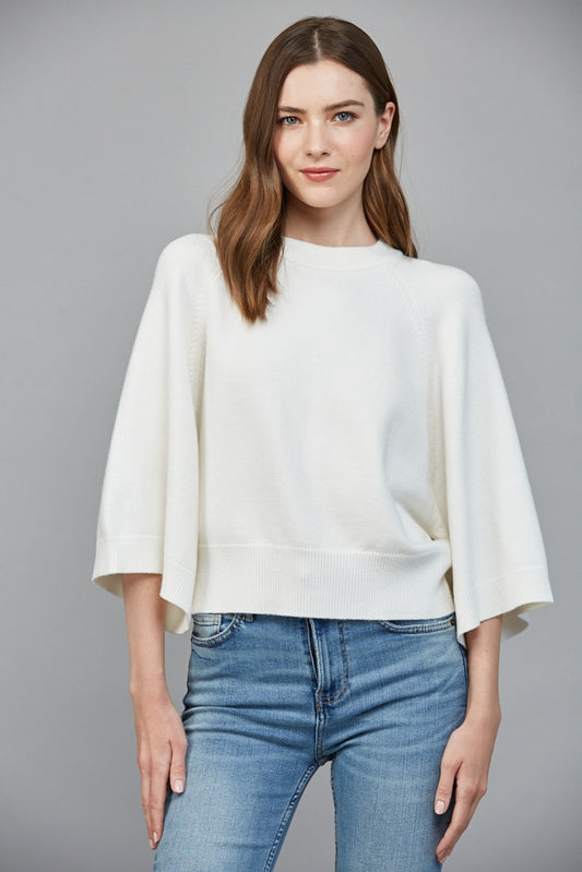 Cream Wide Raglan Sleeve Crew Neck Sweater