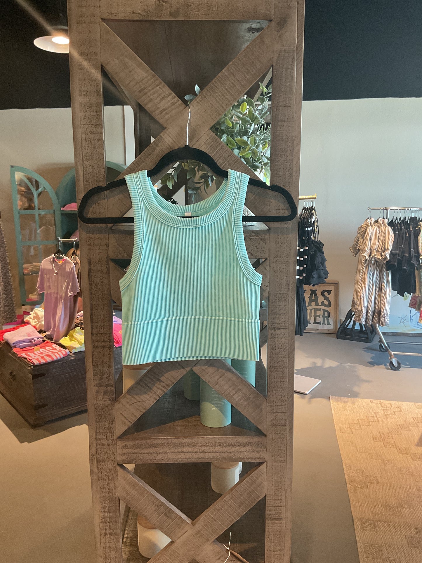 ZN61 Aqua Ribbed Racerback Tank