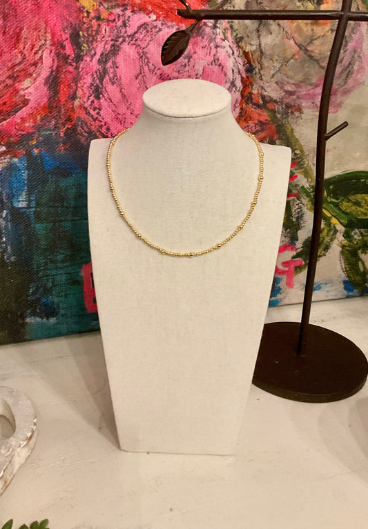 Gold Ball Layering Necklace 15” with 2” Extender