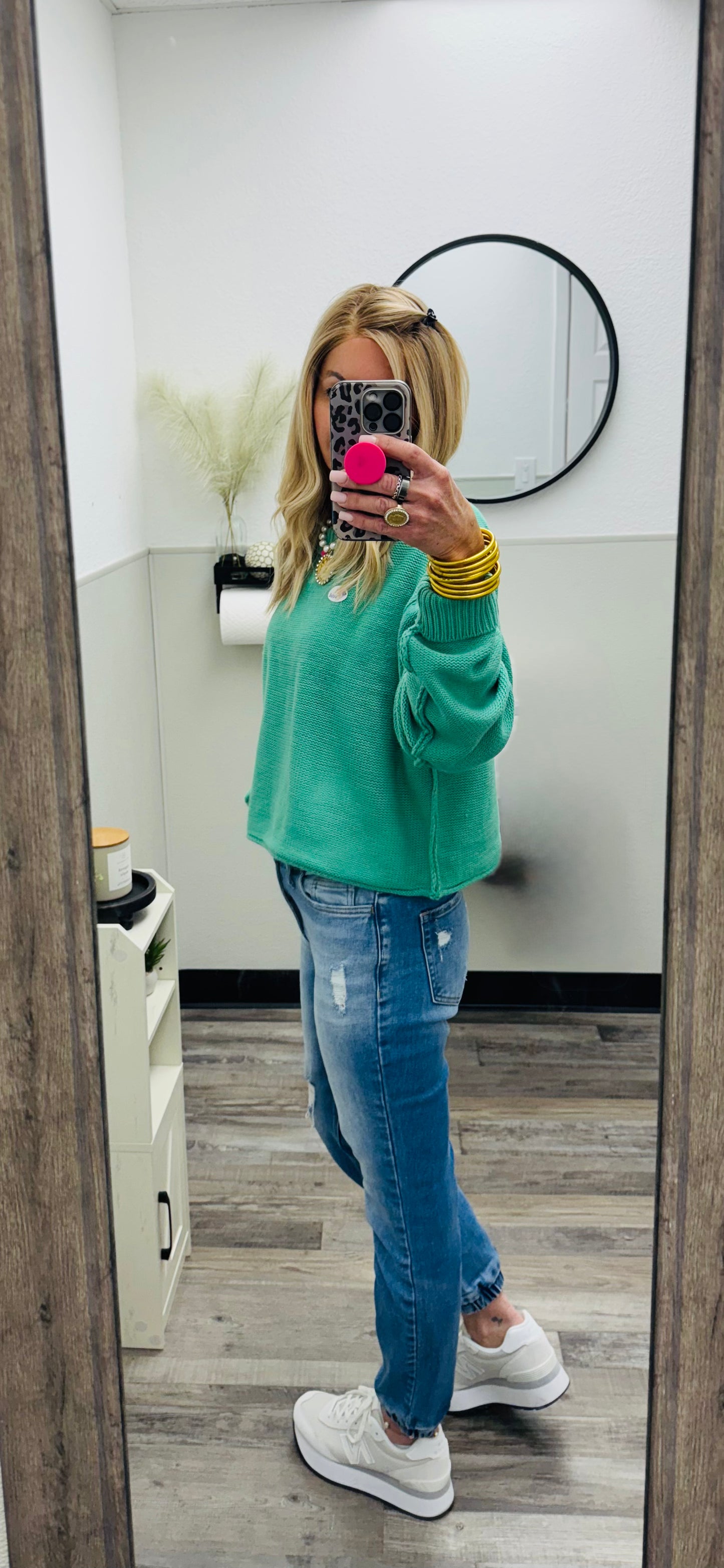 Medium High Rise Distress Jogger Jean