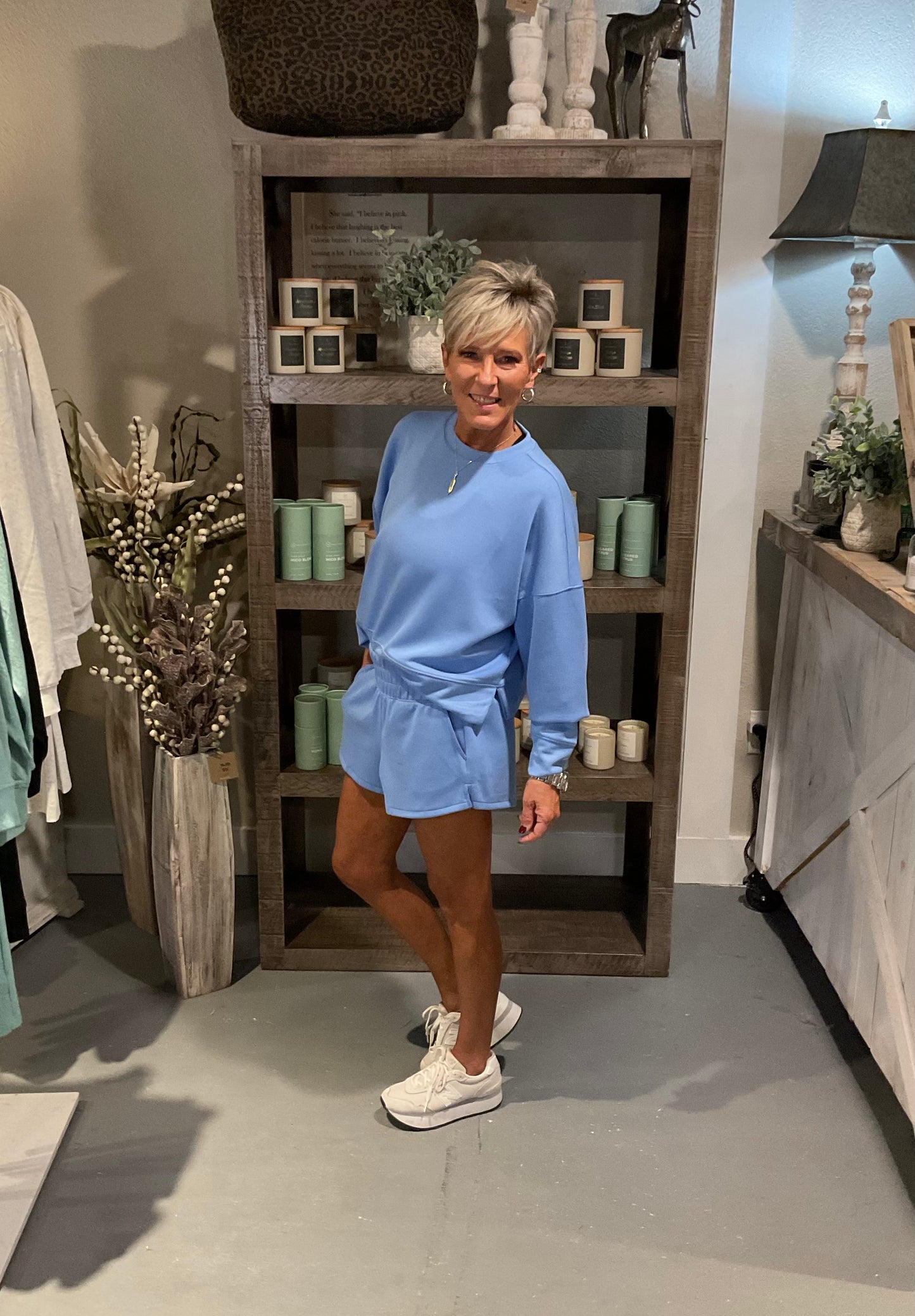 Scuba Sweatshirt & Shorts Set in Cornflower Blue