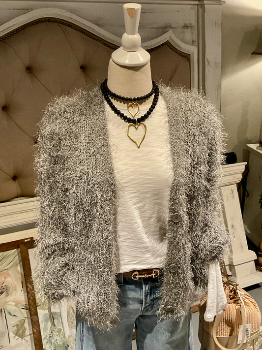 Fuzzy Grey Cardigan