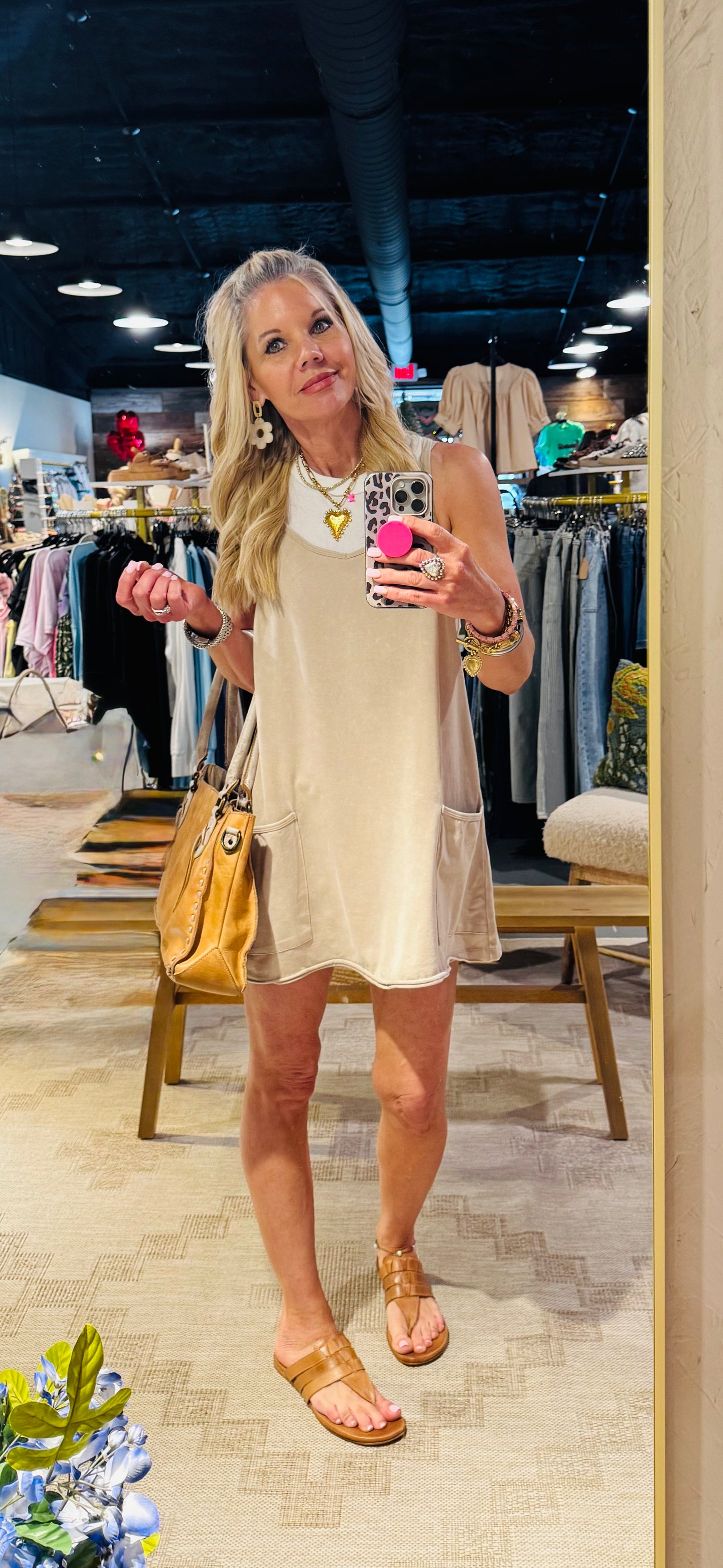 Dress with Built-In Romper Liner and Front Pockets