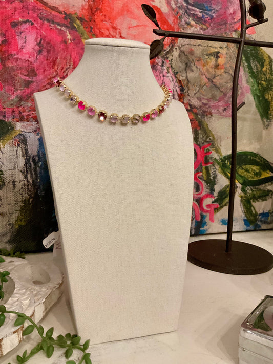 Multi Pink 17” Crystal Necklace with Magnetic Clasp