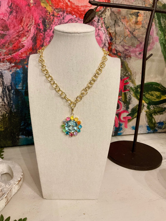 Multi Color Crystal Pendant Only