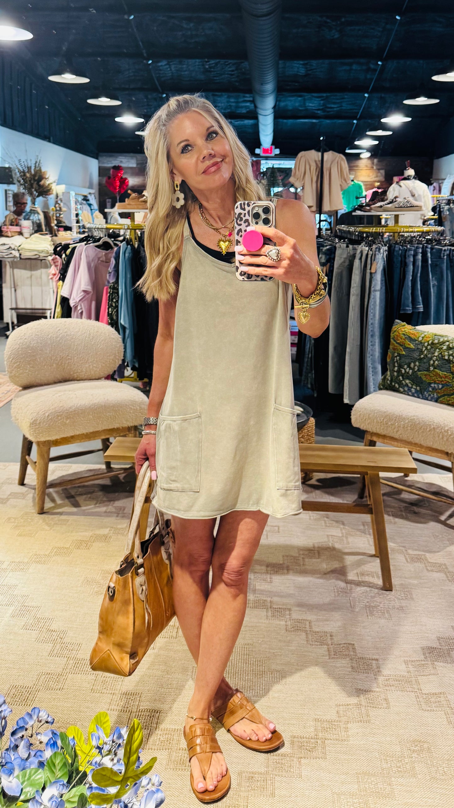 Dress with Built-In Romper Liner and Front Pockets