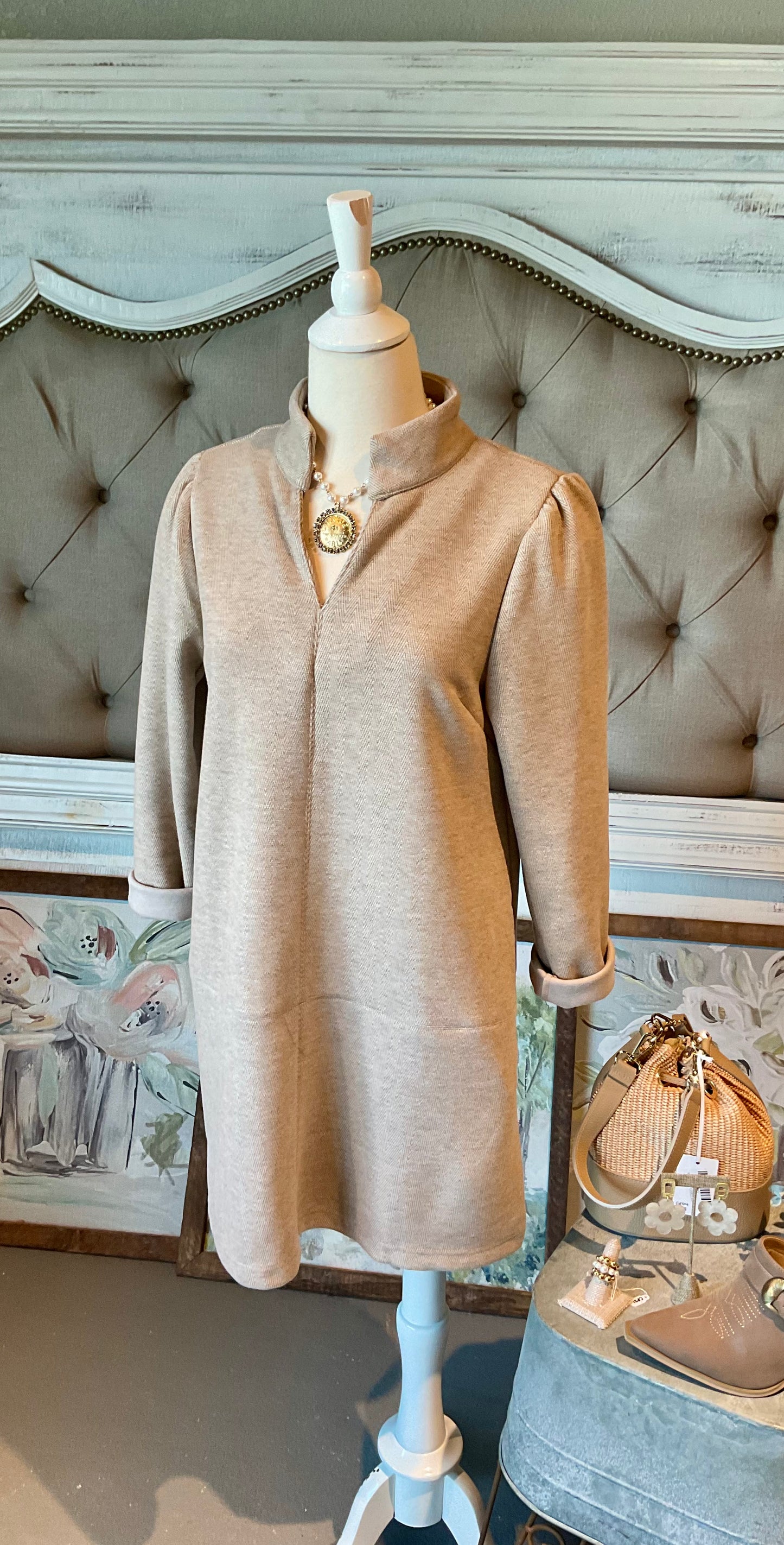 Taupe Wool Dress