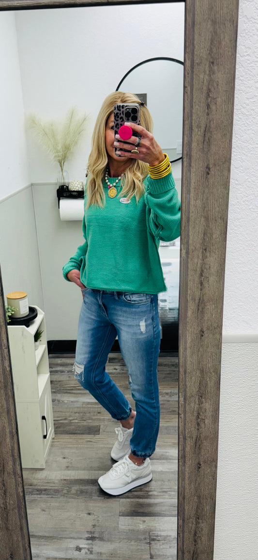 Medium High Rise Distress Jogger Jean