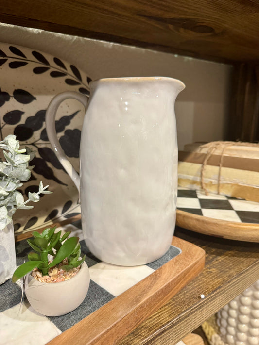 White Stoneware Pitcher