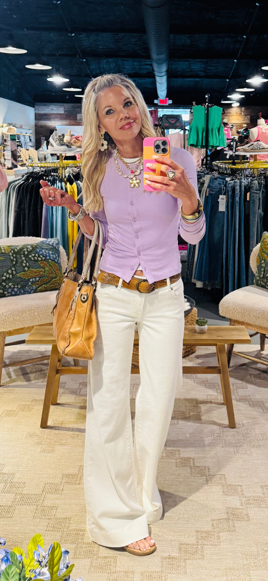 Rowan Button Top in Lavender