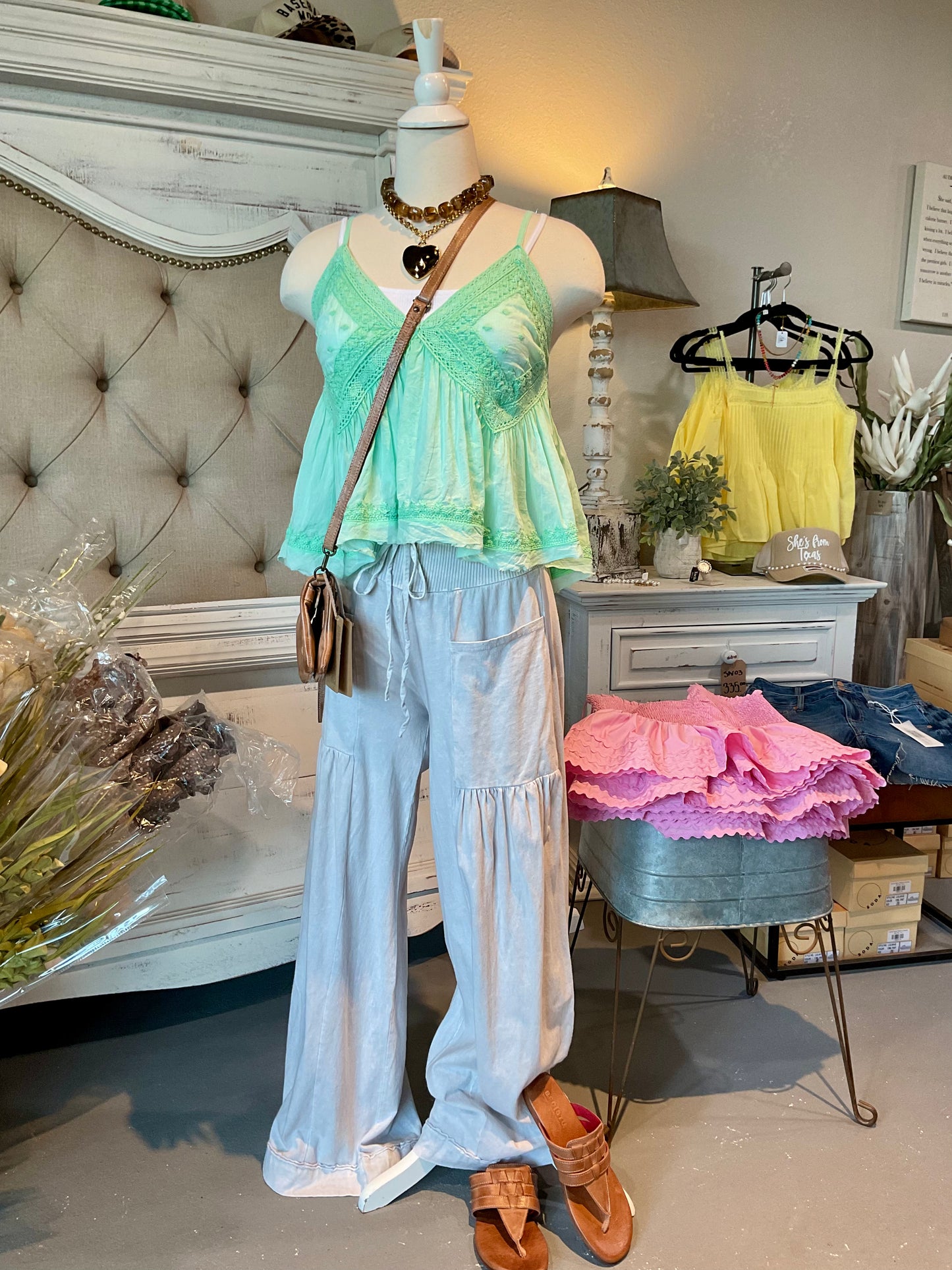 Cloud ColorMineral Wash Boho Wide Leg Pants