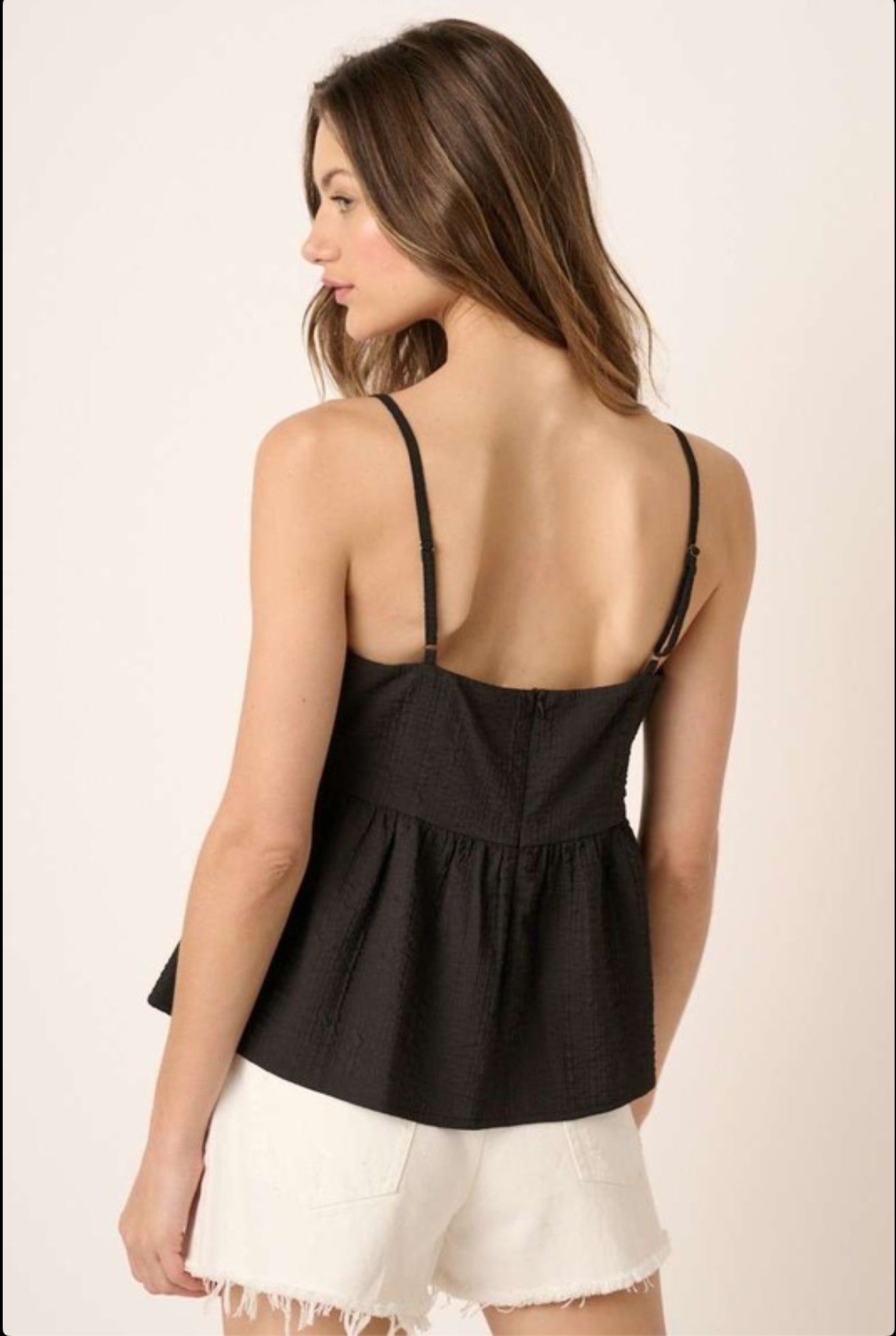 MT03 Black Peplum Tank Top