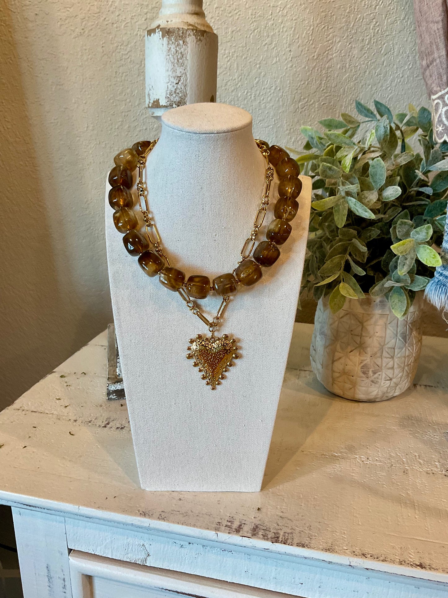 Tortoise Beaded Statement Necklace