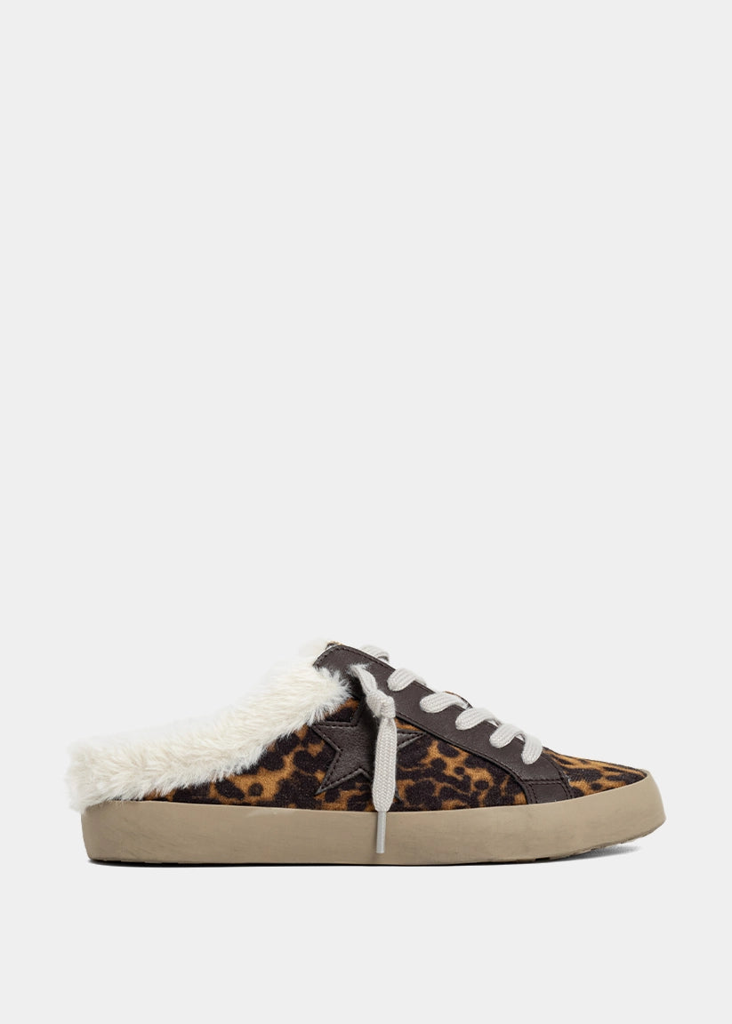 Leopard Print Pinah Slip-On Sneakers with Faux Fur Lining