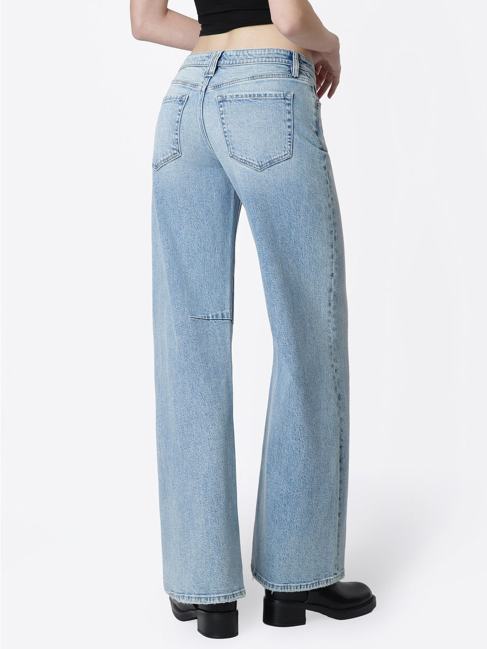 Low Rise Full Length Light Wash Wide Barrel Jeans