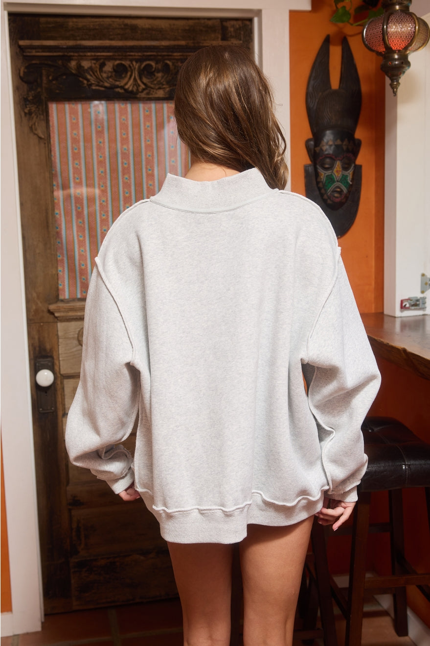 WWJD Striped Embroidered Mock Neck