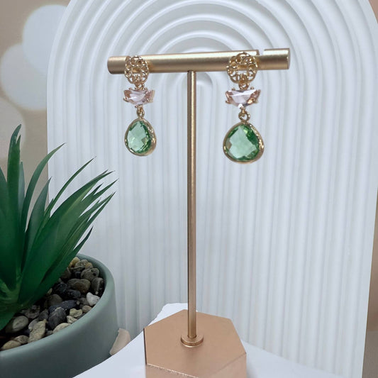 Pink & Green Gemstone Earrings