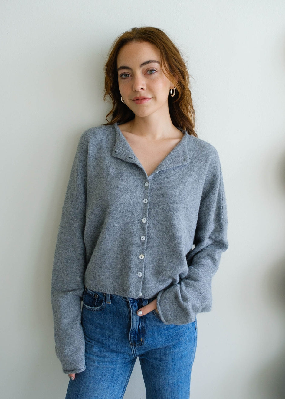 Heather Grey Piper Cardigan